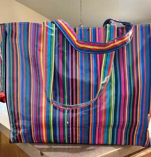 Paperchase Multicolor Stripe Vinyl Tote Bag